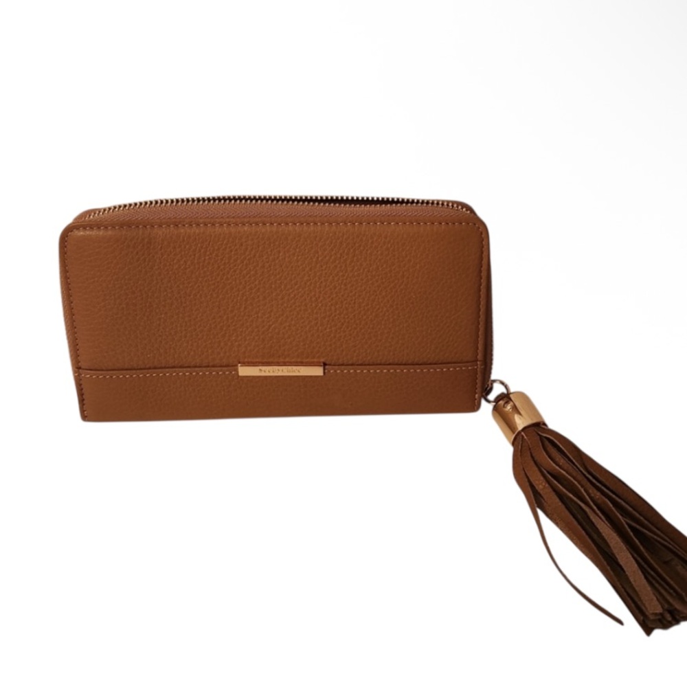 See By Chloé Brown Zip-Around Leather Wallet with Tassel. NWOT